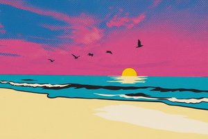 Cyan Horizon: The Halftone Solstice