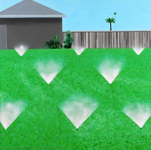 A lawn being sprinkled