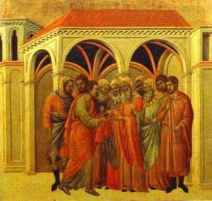 Maestó (back, Central Panel), The Betrayal By Judas — Duccio Di Buoninsegna