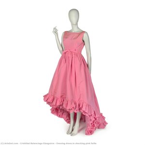 Evening Dress In Shocking Pink Faille — Cristóbal Balenciaga Eizaguirre