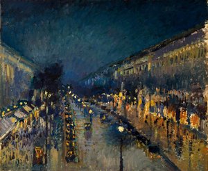 The Boulevard Montmartre At Night — Camille Pissarro
