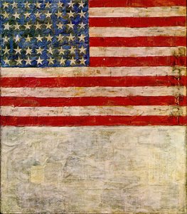 Flag Above White With Collage — Jasper Johns