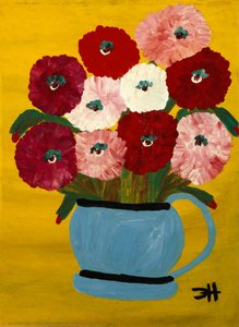 Zinnias In A Pot — Clementine Hunter