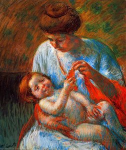 Baby Lying On His Mother S Lap, Reaching To Hold A Scarf — Mary Stevenson Cassatt